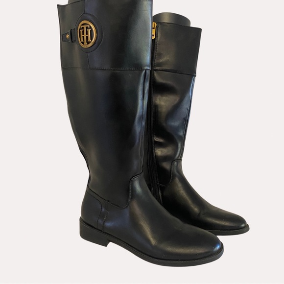 Tommy Hilfiger Knee High Riding Leather Boots - Picture 1 of 4